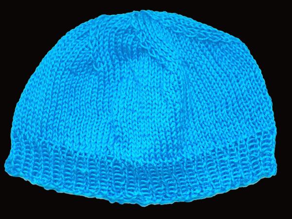 Hand knitted baby cap in turquoise with a head circumference 42 cm 16,54 inch